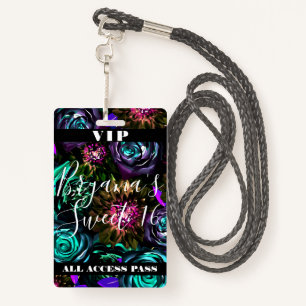 Badge Dark Wonderland Bold Glamor Floral Sweet 16 VIP