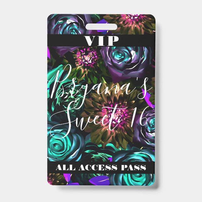 Badge Dark Wonderland Bold Glamour Floral Sweet 16 VIP  (Avant)