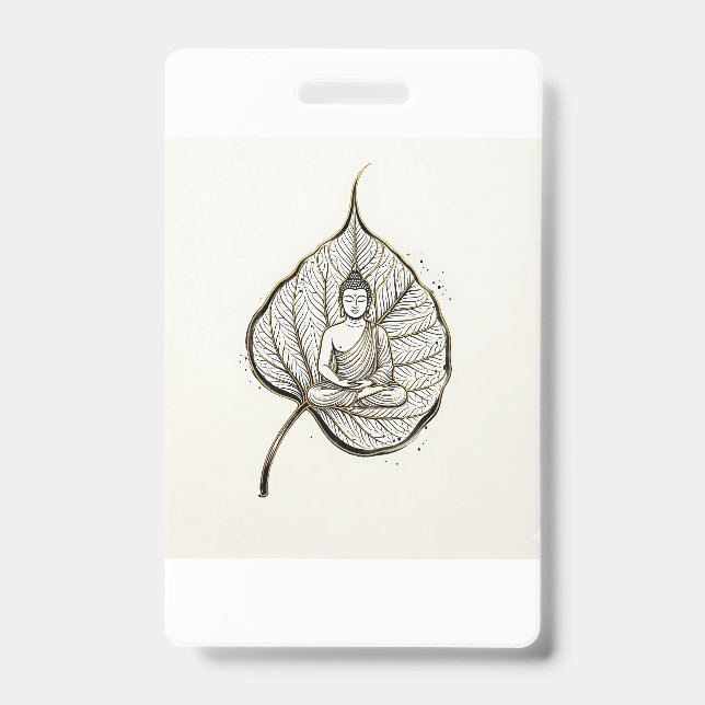 Badge d'art de méditation de feuille paisible (Avant)