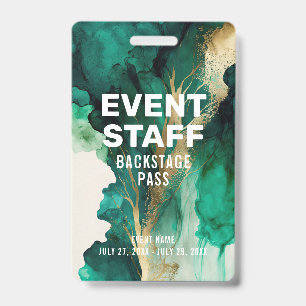 Badge de badge ID Backstage du personnel en vert e