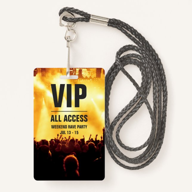 Badge de carte de concert d'accès VIP personnalisé (Devant avec lanière)