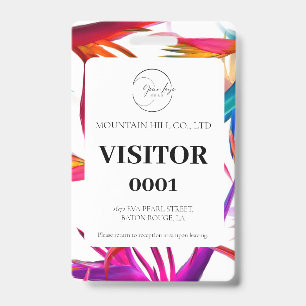 Badge de carte de visiteur coloré et blanc Messy T