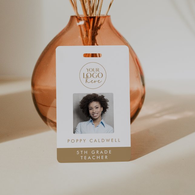 Badge de carte d'identité chic or photo employé ou (Créateur téléchargé)