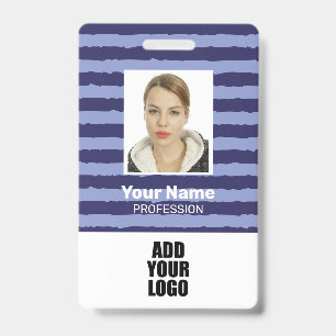 Badge de carte d'identité d'employé à rayures bleu