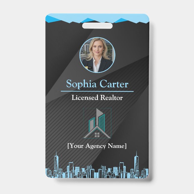 Badge de carte d'identité d'employé d'agent immobi (Avant)