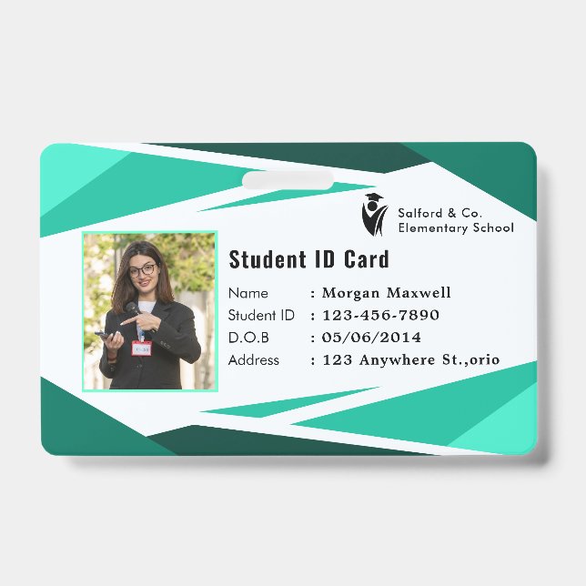 Badge de carte d'identité moderne étudiant en affa (Avant)