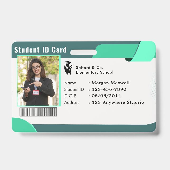 Badge de carte d'identité moderne étudiant en entr (Avant)