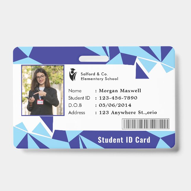 Badge de carte d'identité moderne étudiant en entr (Avant)