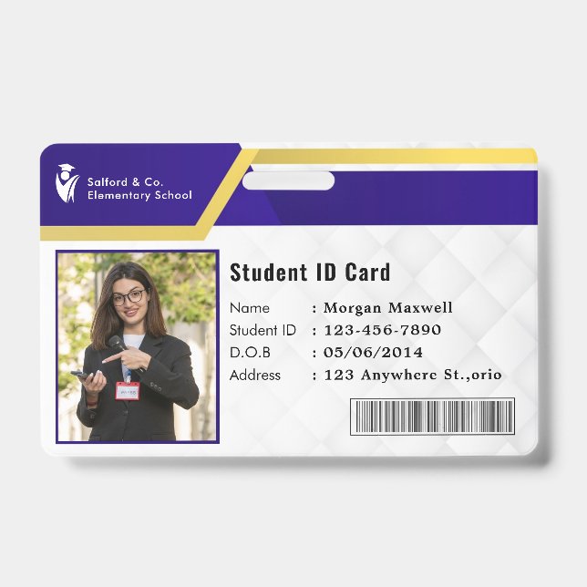 Badge de carte d'identité moderne pour étudiant en (Avant)