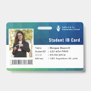 Badge de carte d'identité moderne pour étudiant en