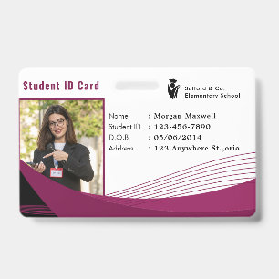 Badge de carte d'identité moderne pour étudiant en