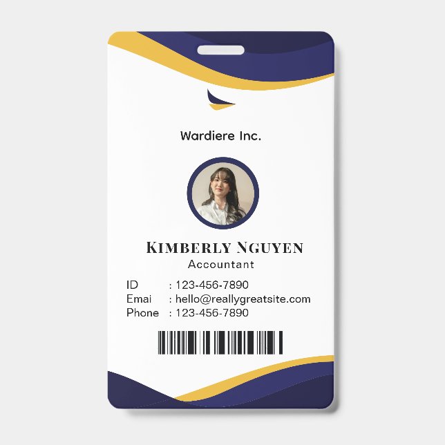 Badge de carte d'identité personnalisé moderne Nav (Avant)