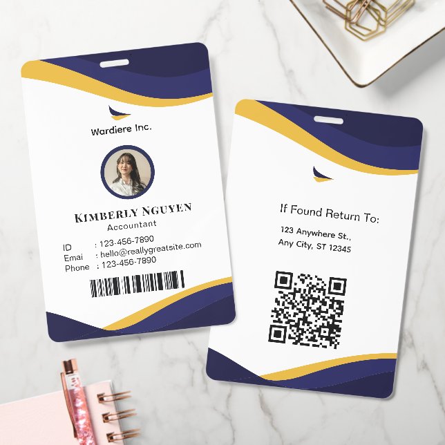 Badge de carte d'identité personnalisé moderne Nav (Bureau)