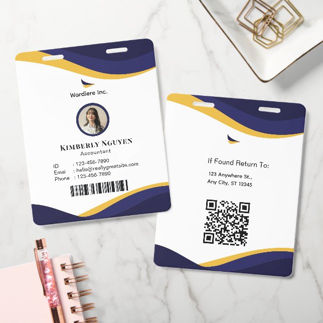 Badge de carte d'identité personnalisé moderne Nav (Bureau)