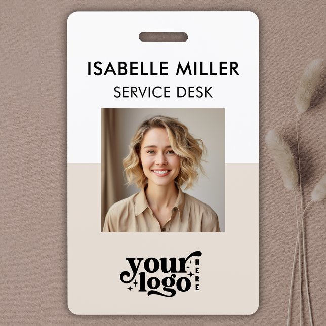 Badge de carte d'identité QR | Photo d'employé de  (ID Card QR Badge | Minimal Business Employee Photo)