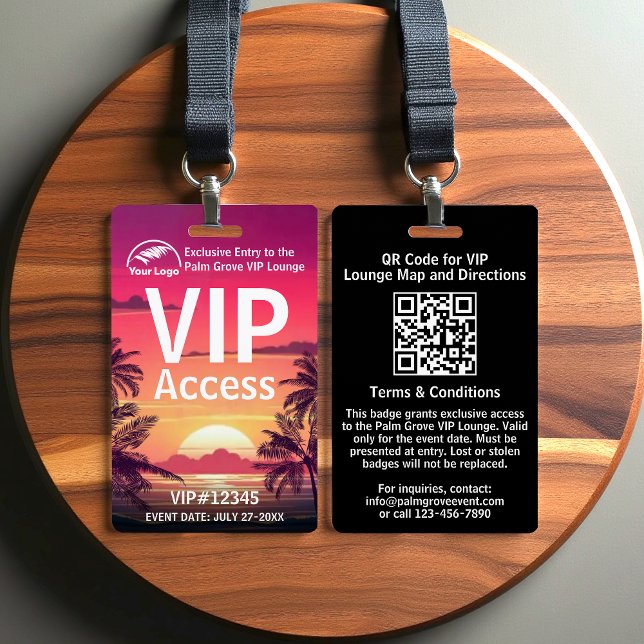 Badge de carte VIP | Code et logo QR Palm Grove pe (Créateur téléchargé)