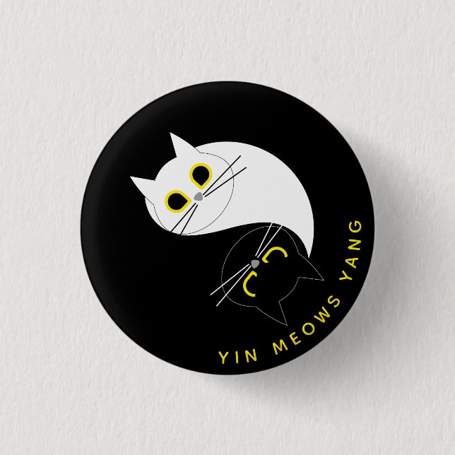 Badge de chat Yin Yang - Zen & Sass Black & White  (Devant)