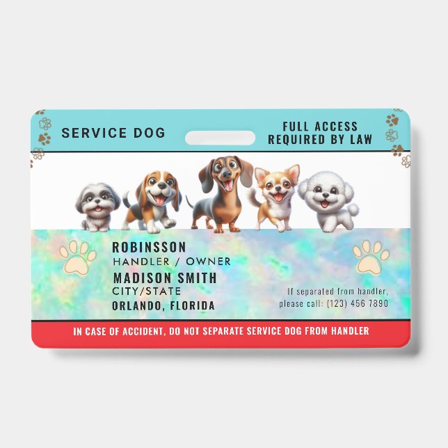 Badge de chien d'assistance personnalisé (Avant)