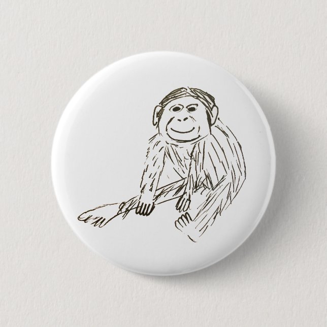 Badge de Chimp - Un chimpanzé mal tiré sur un badg (Devant)