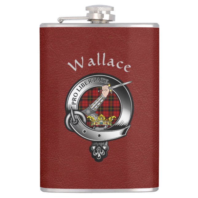 Badge de clan Wallace avec flacon en cuir Faux rou (Devant)