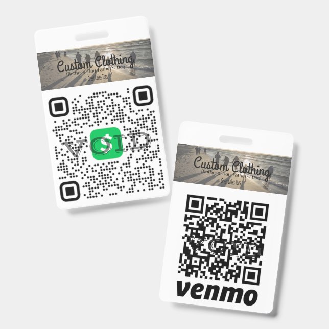Badge de code QR de paiement double avec logo d'en (Avant & arrière)