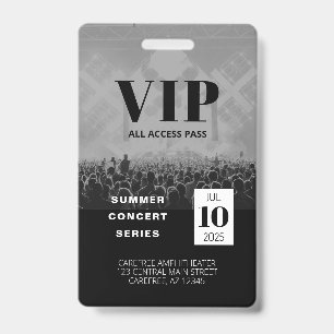 Badge de concert personnalisé VIP accès total