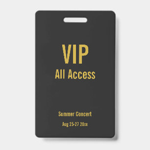 Badge de concert pour le passeport de festival VIP