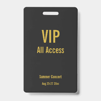 Badge de concert pour le passeport de festival VIP
