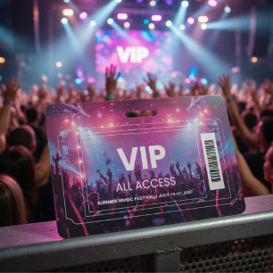 Badge de concert VIP All Access Festival Backsta