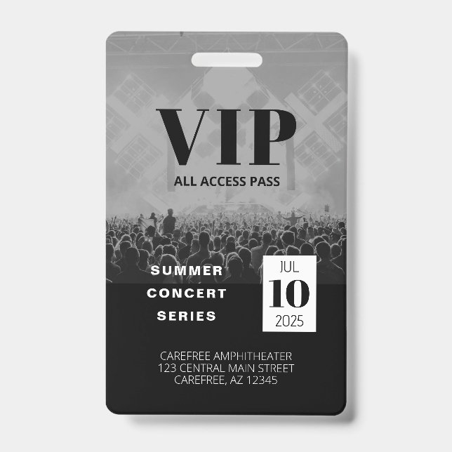 Badge de concert VIP personnalisé (Avant)