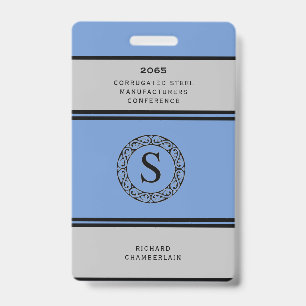 Badge de conférence Bleu & Gris avec logo