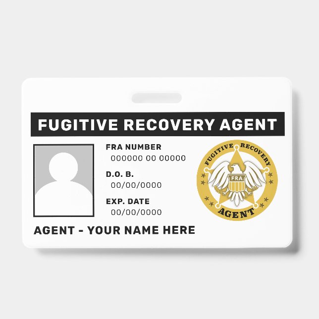 Badge de cordon d'agent de récupération de fugitif (Avant)