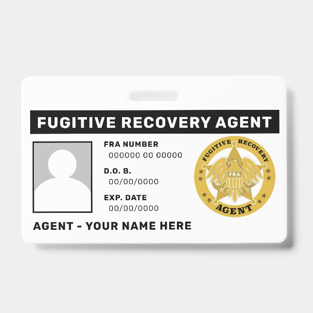 Badge de cordon d'agent de récupération de fugitif (Avant)