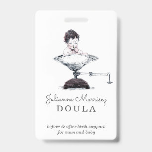 Badge de doula de bébé vintage sur balance