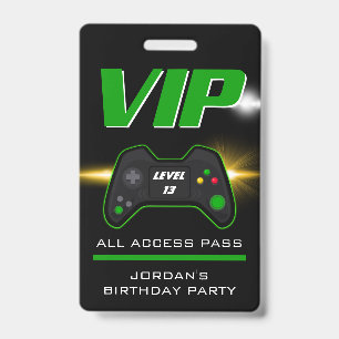 Badge de favori de manette verte pour fête de jeu 