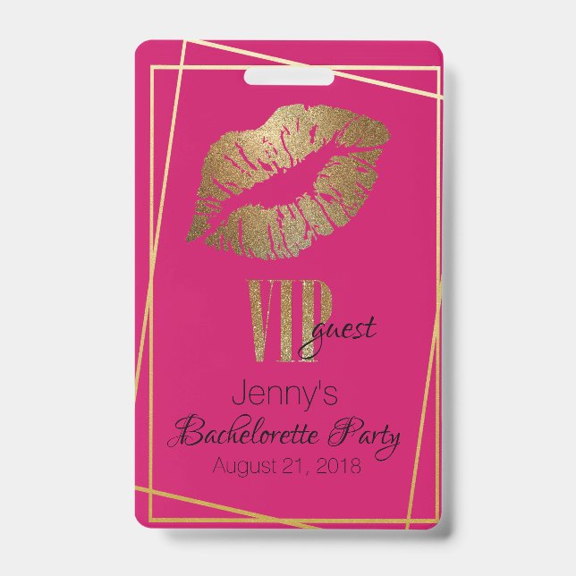 Badge de fête de bachelorette avec empreinte de lè (Avant)