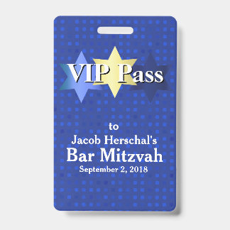 Badge de fête VIP Bar Mitzvah Bleu avec Étoiles