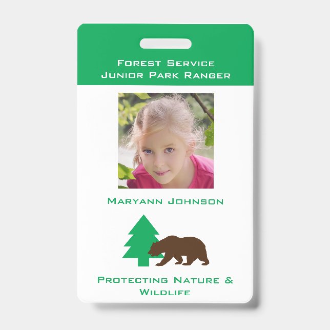 Badge de garde forestier fictif pour enfants perso (Avant)