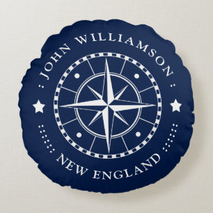 Badge de la boussole Coussin marine Bleu blanc Nau