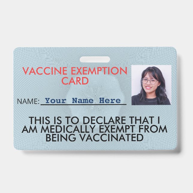Badge de la carte d'exemption de vaccin (Face)