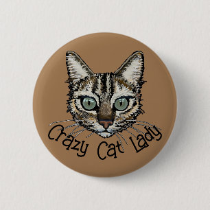 Badge de la dame de chat folle