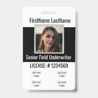 Badge de l'agent d'assurance Noir avant et arrière