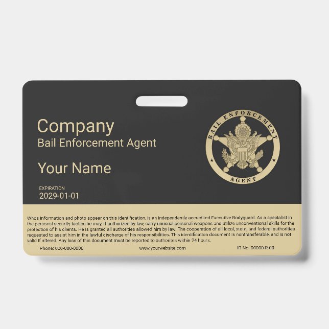 Badge de l'agent d'exécution de la caution (Avant)