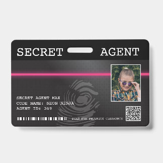 Badge de l'agent secret interactif - Noir/Rose