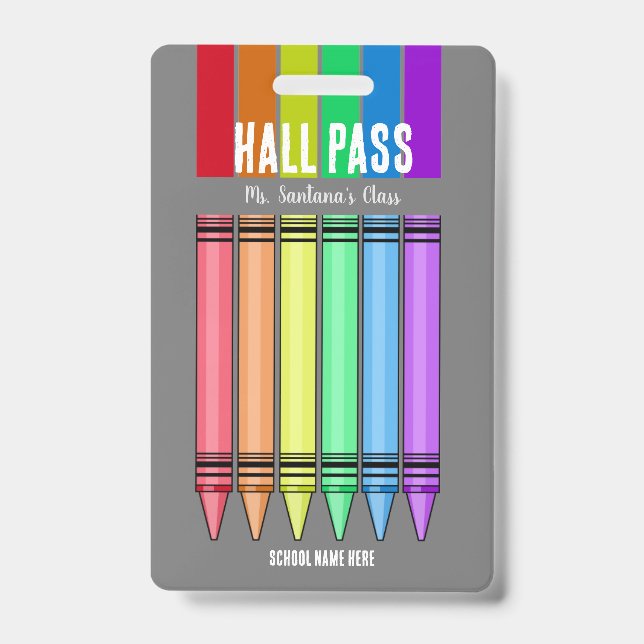Badge de laissez-passer crayon arc-en-ciel (Avant)