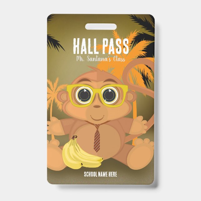 Badge de laissez-passer de singe intello (Avant)