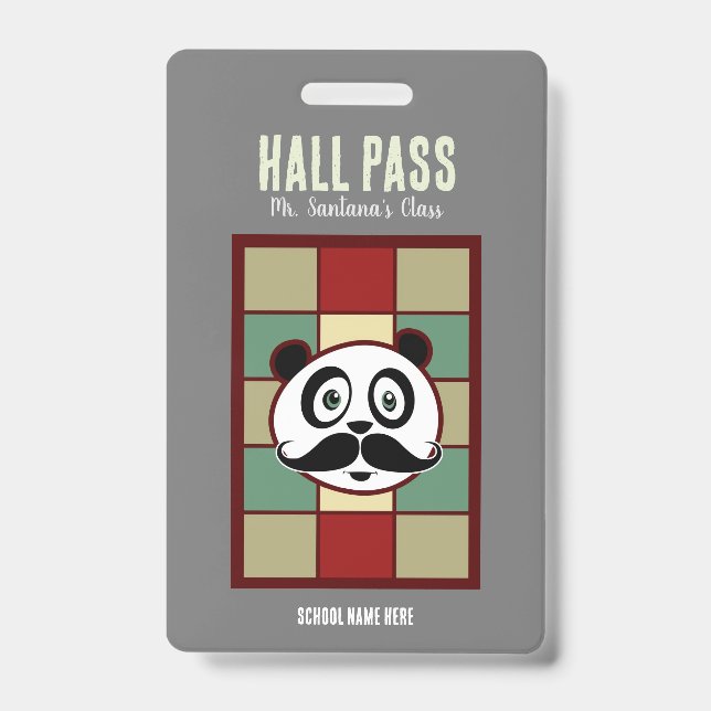 Badge de laissez-passer Mustache Panda Hall (Avant)
