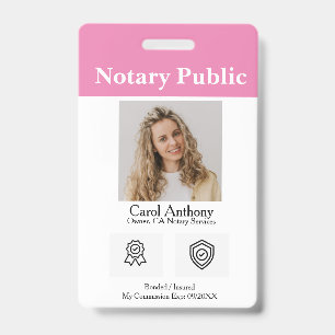Badge de l'ID de l'agent de signature du notaire