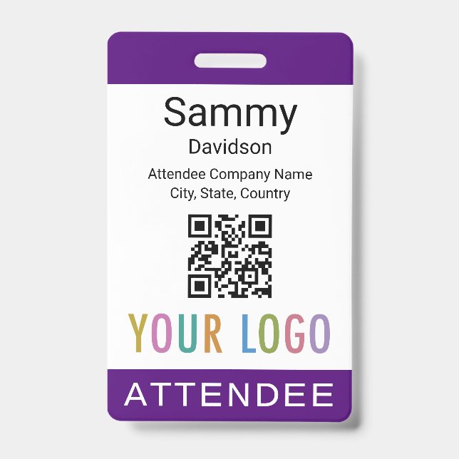 Badge de l'invité de l'événement de code QR Logo (Avant)