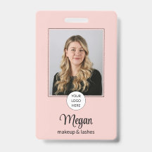 Badge de Maquillage Photo Logo Script Rose Fardé